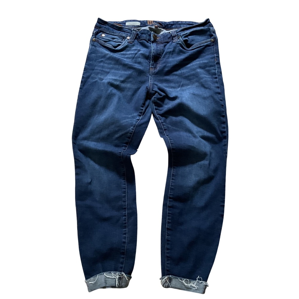 KUT from the Kloth Carlo Ankle Skinny Jeans Dark Wash Raw Hem Womens 12
